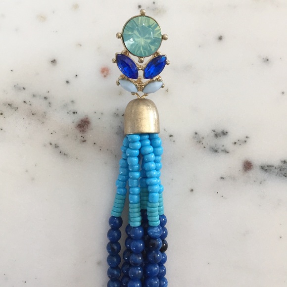 🆑 "Tuula" Earrings || Blue Tassel Statement - Picture 7 of 10